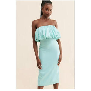 Anthropologie x Let Me Be - Slim Bubble MIDI Dress, blue, size XS